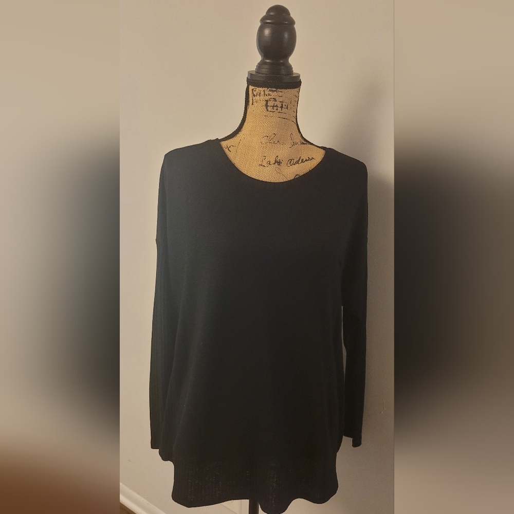 Stylish Black Top with Textured Detail
